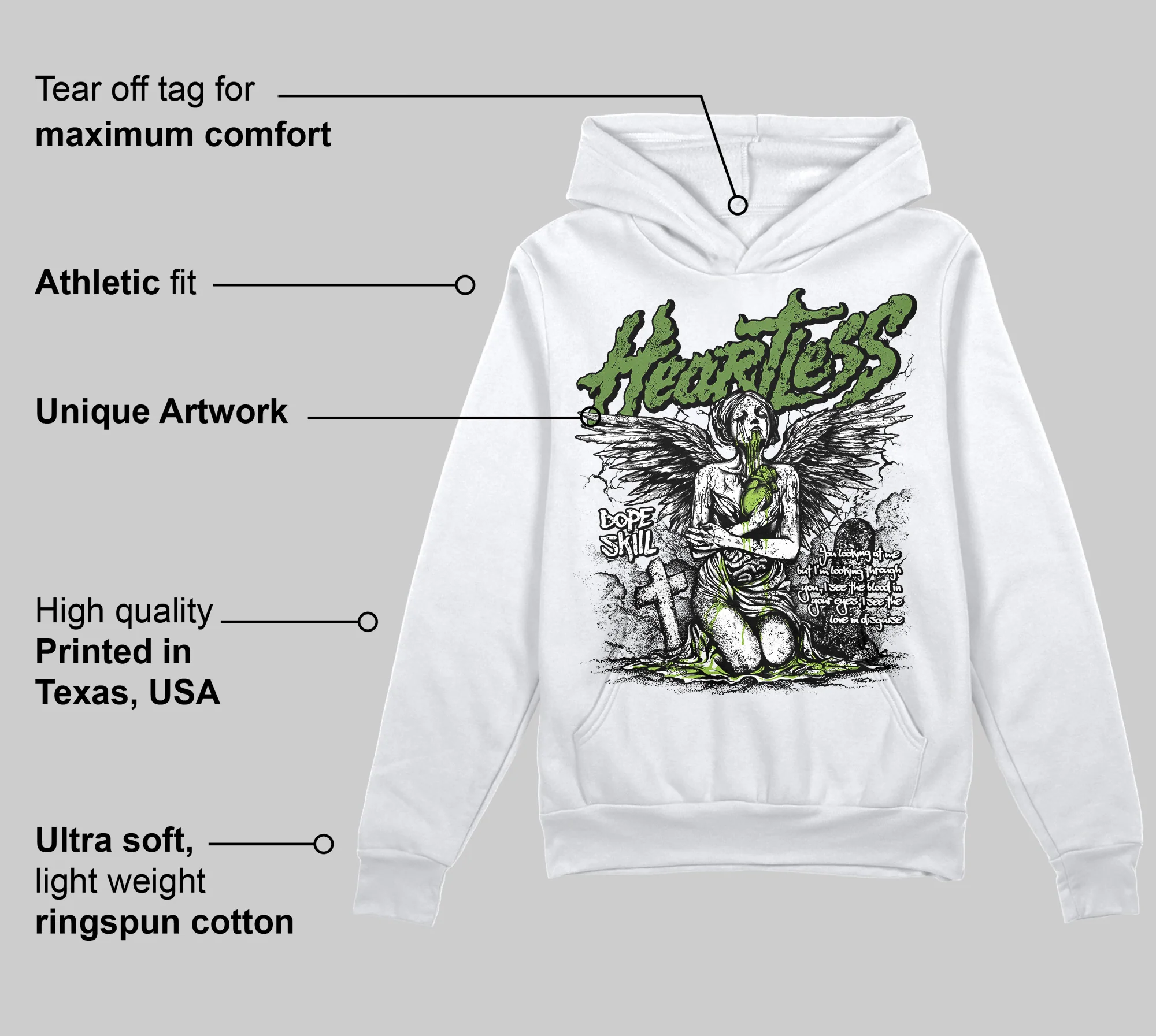 Dunk 'Chlorophyll' DopeSkill Hoodie Sweatshirt Heartless Graphic - Image 3