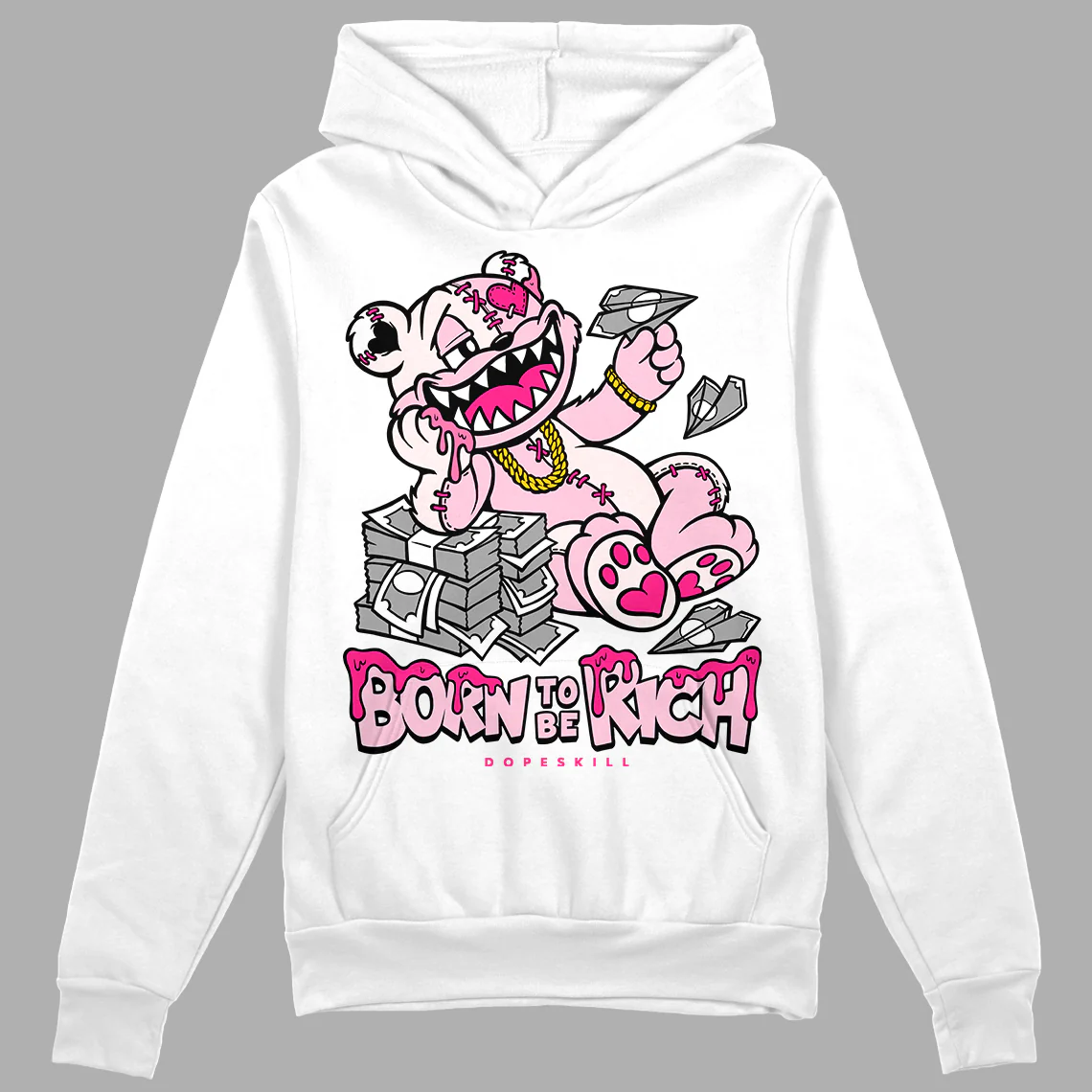 Dunk Pink Foam DopeSkill Hoodie Sweatshirt Born To Be Rich Graphic - Image 2