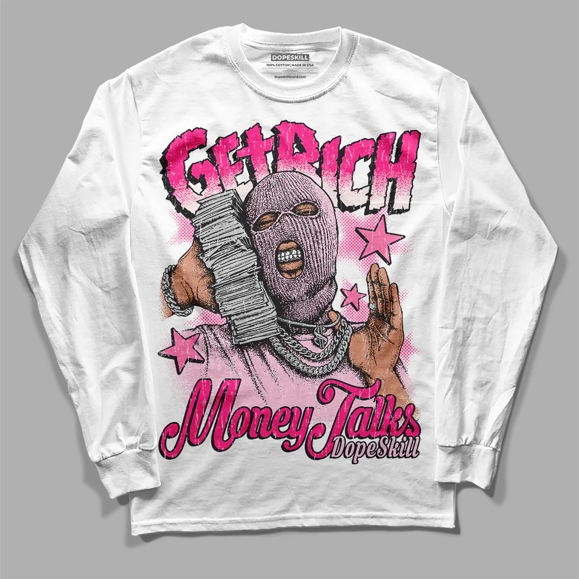 Dunk Low Pink Foam DopeSkill Long Sleeve T-Shirt Get Rich Graphic - Image 2