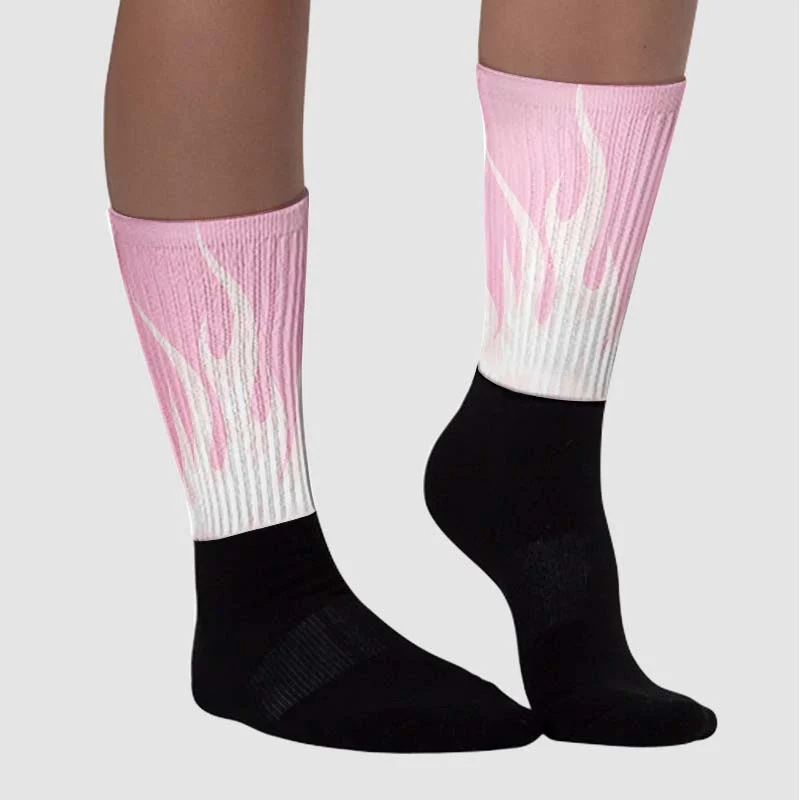 Dunk Low Pink Foam DopeSkill Sublimated Socks FIRE Graphic - Image 3