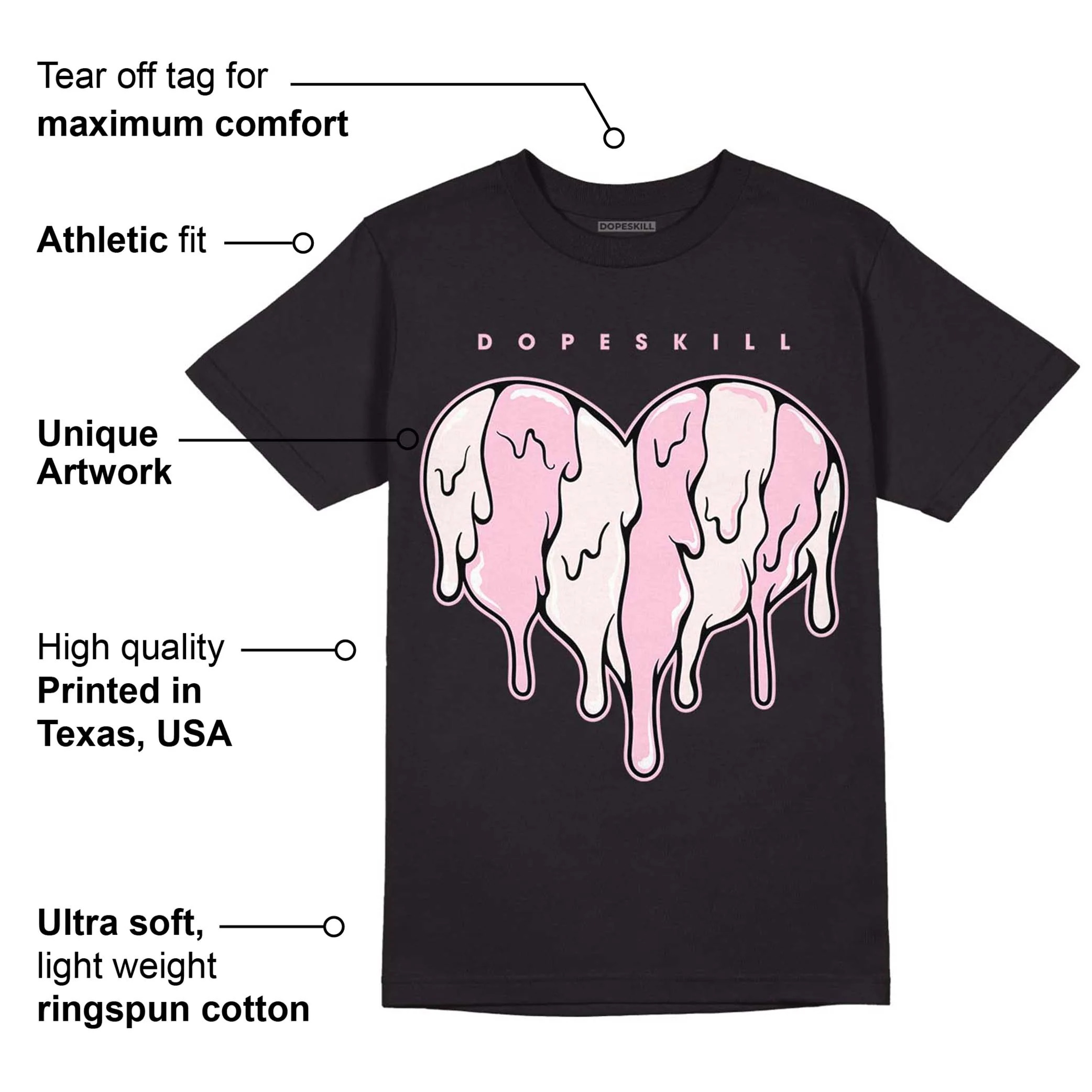 Dunk Low Pink Foam DopeSkill T-Shirt Slime Drip Heart Graphic - Image 3