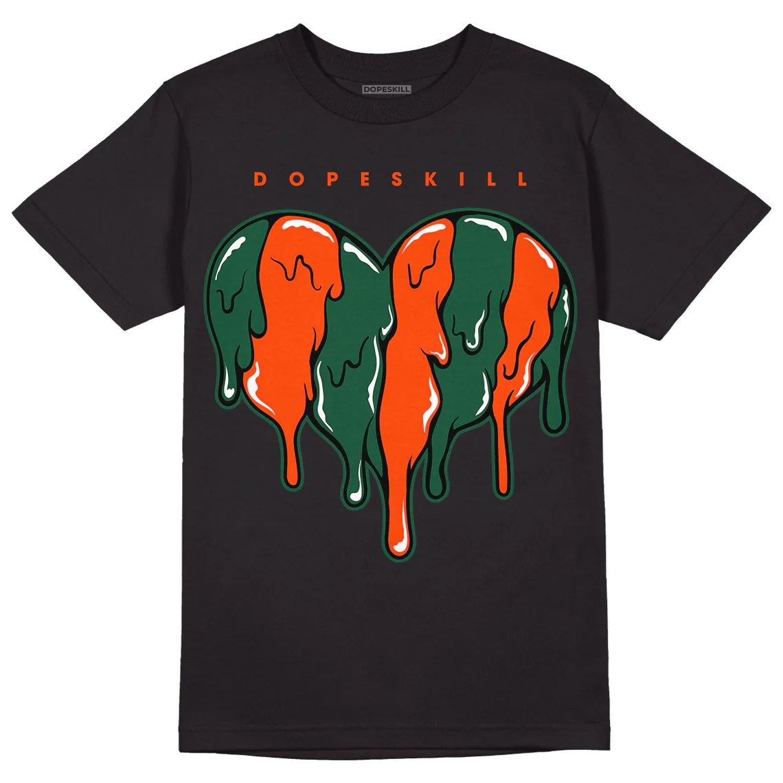 Dunk Low Team Dark Green Orange DopeSkill T-Shirt Slime Drip Heart Graphic - Image 2