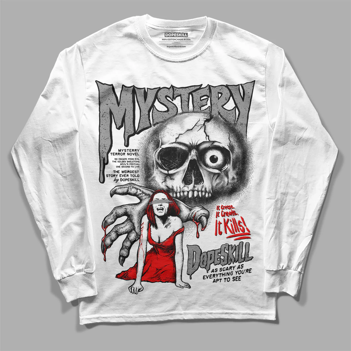 Dunk Panda White Black DopeSkill Long Sleeve T-Shirt Mystery Ghostly Grasp Graphic - Image 2