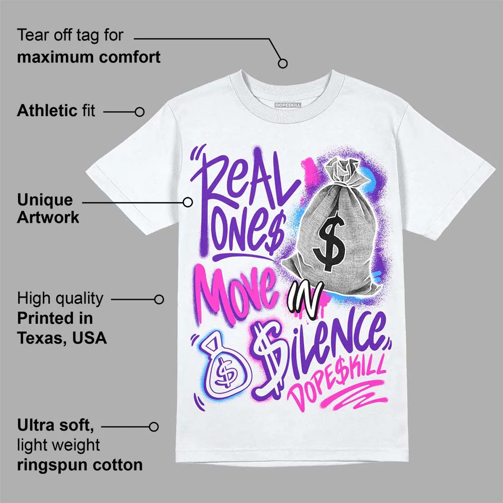 Dunk Purple Championship Court White DopeSkill T-Shirt Real Ones Move In Silence Graphic - Image 3
