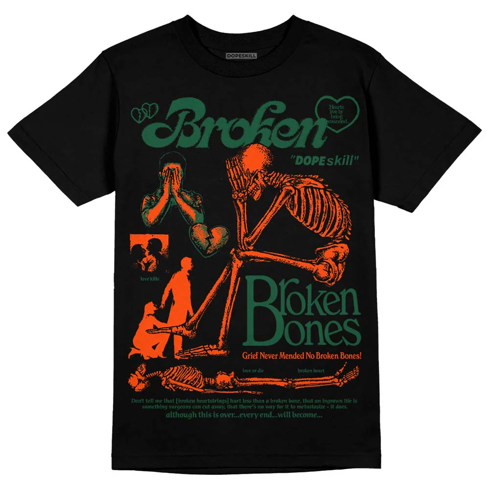 Dunk Team Dark Green Orange DopeSkill T-Shirt Broken Bones Graphic - Image 2