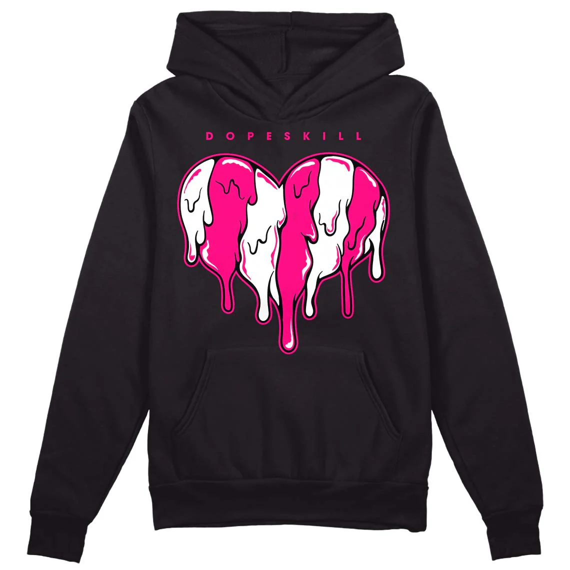 Fierce Pink 1s DopeSkill Hoodie Sweatshirt Slime Drip Heart Graphic - Image 2