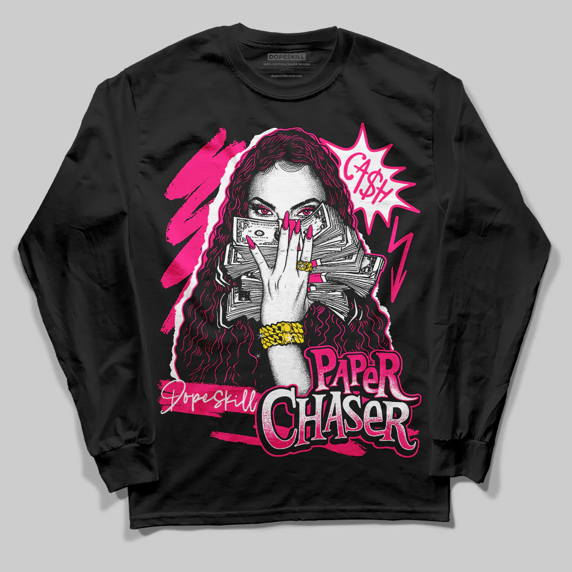 Fierce Pink 1s DopeSkill Long Sleeve T-Shirt NPC Graphic - Image 2
