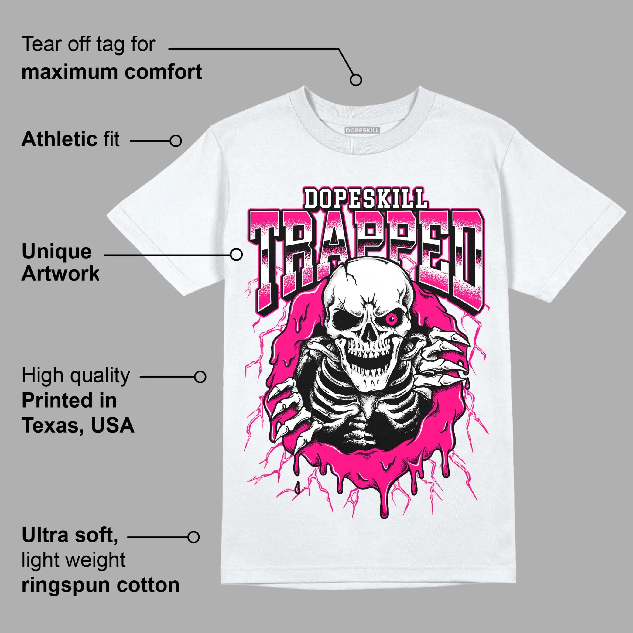 Fierce Pink 1s DopeSkill T-Shirt Trapped Halloween Graphic - Image 3