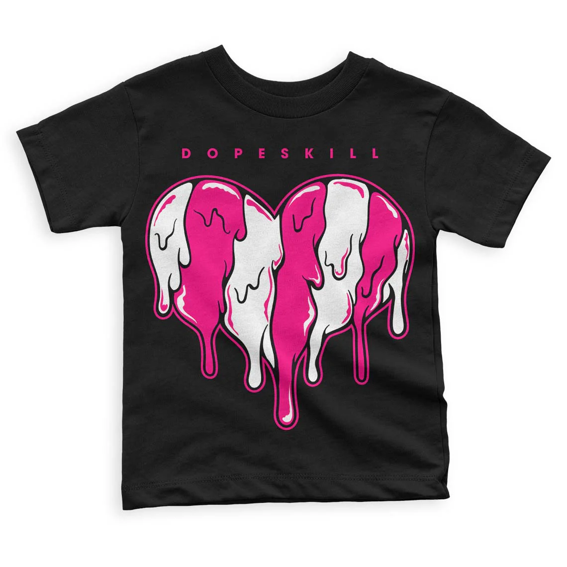 Fierce Pink 1s DopeSkill Toddler Kids T-shirt Slime Drip Heart Graphic - Image 2
