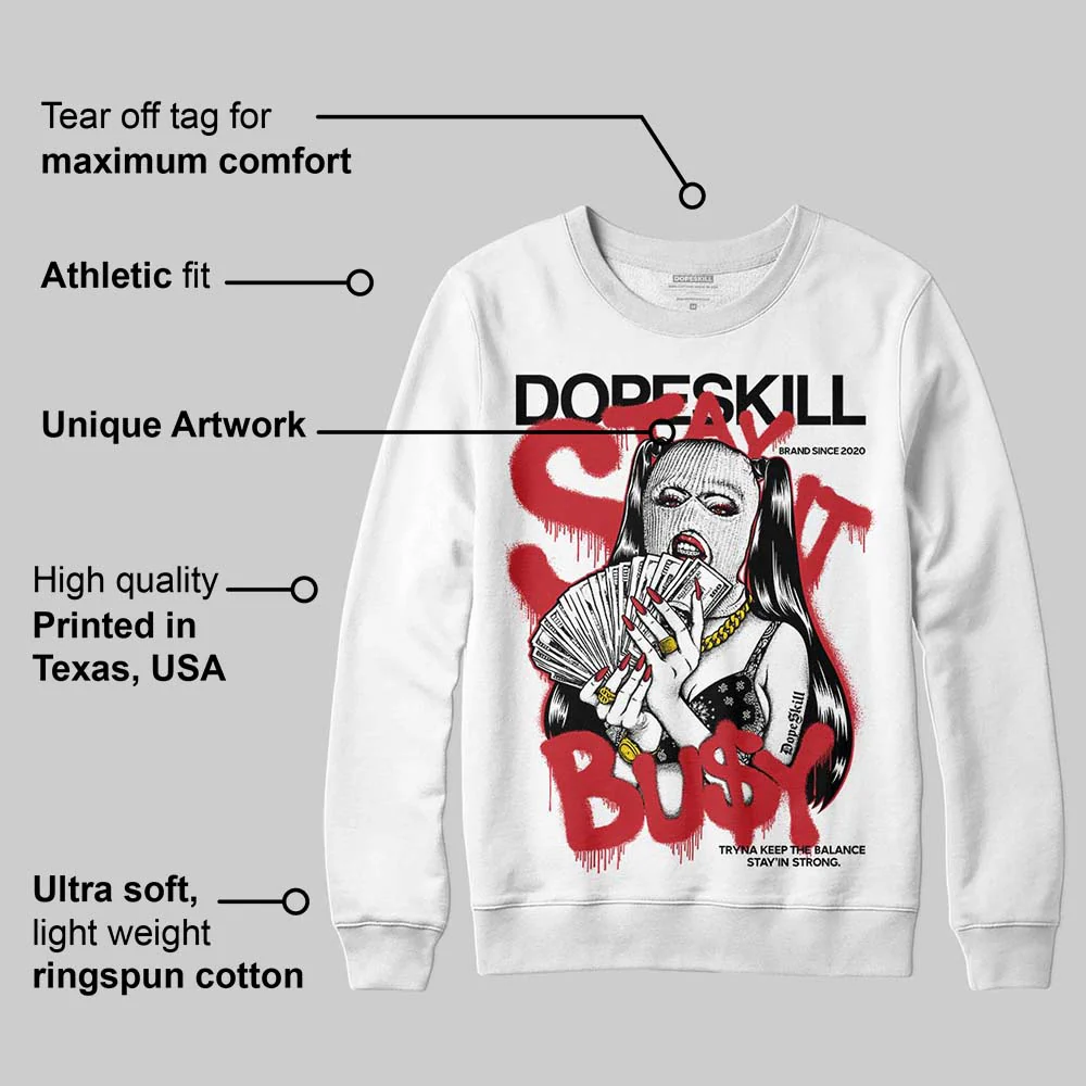 Fire Red “Black Tongue” 5s DopeSkill Sweatshirt Stay It Busy Graphic - Image 3