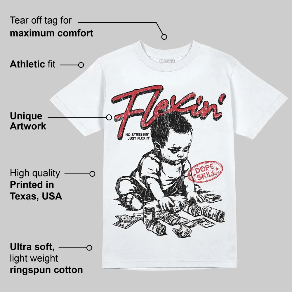 Fire Red “Black Tongue” 5s DopeSkill T-Shirt Flexin' Graphic - Image 4