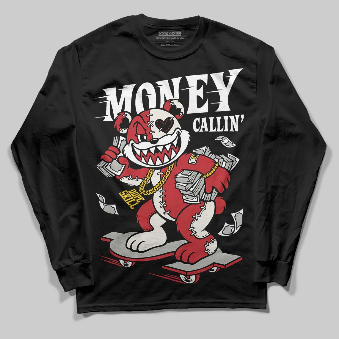 Flight Club 4s DopeSkill Long Sleeve T-Shirt Money Callin' Graphic - Image 2