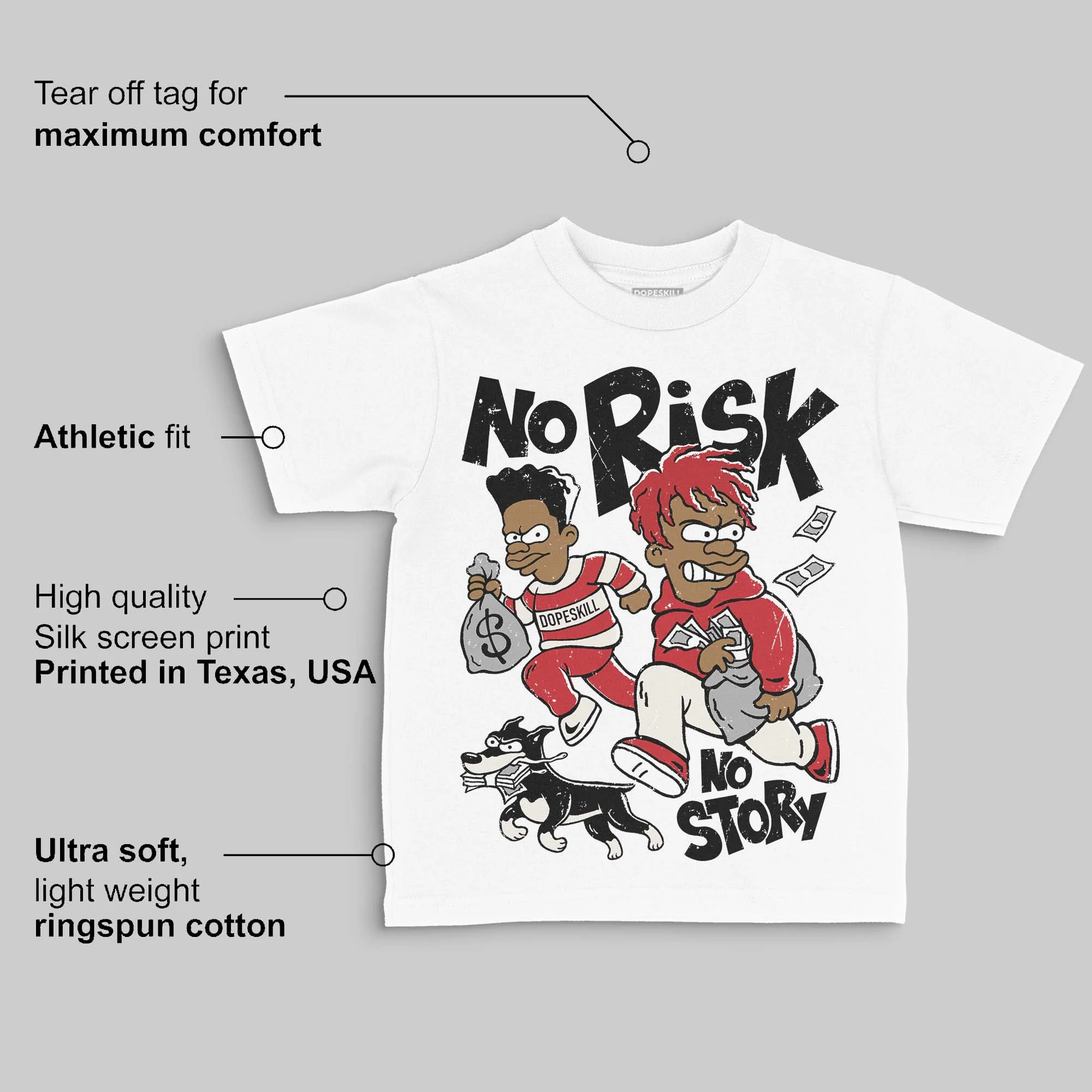 Flight Club 4s DopeSkill Toddler Kids T-shirt No Risk No Story Graphic - Image 3
