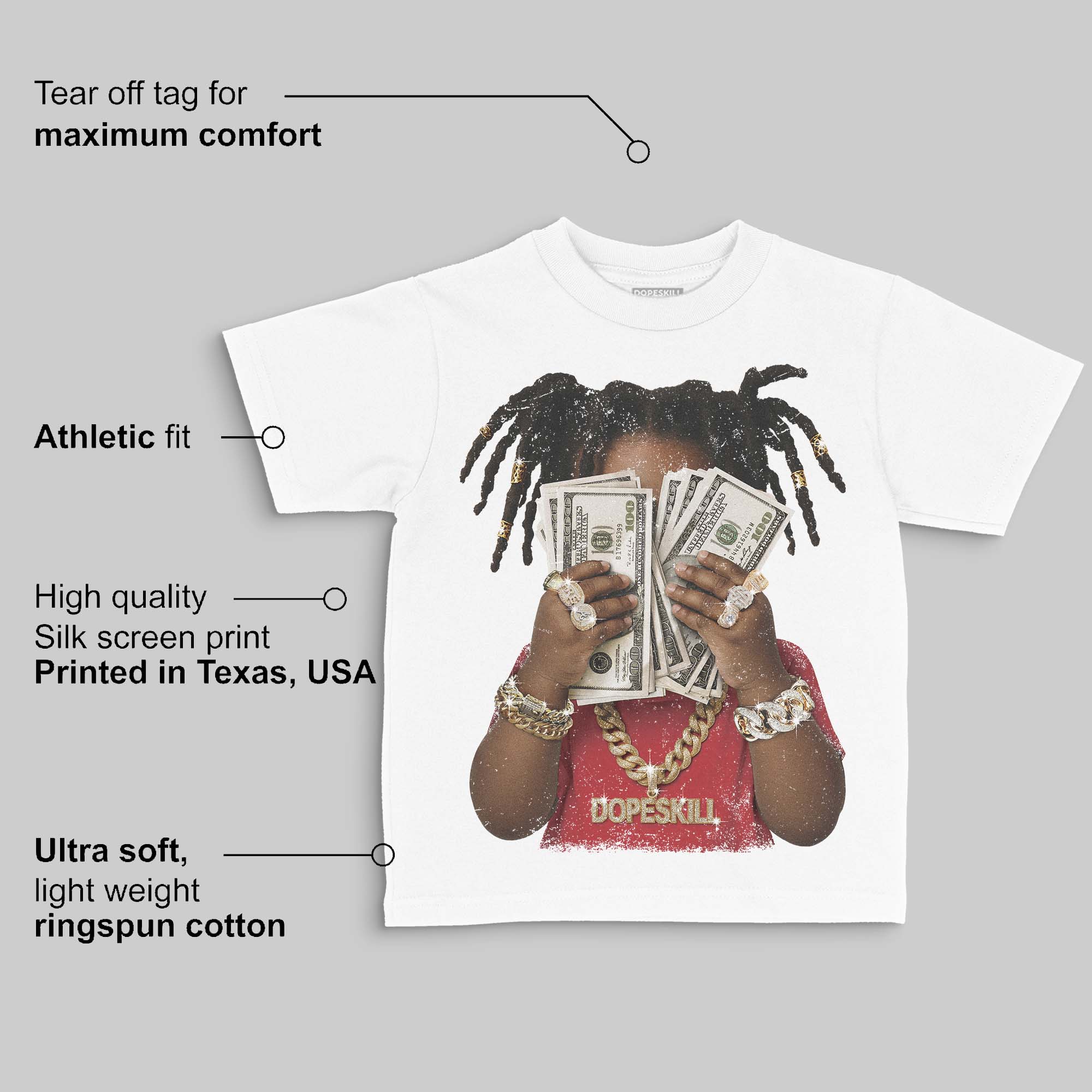 Flight Club 4s DopeSkill Toddler Kids T-shirt Rich Youth Graphic - Image 3