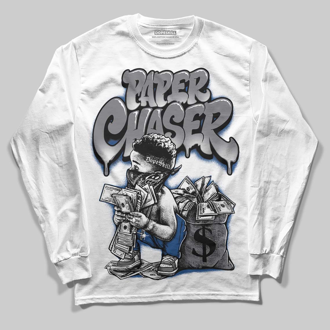 Flint Grey 9s DopeSkill Long Sleeve T-Shirt Paper Chaser Boy Graphic