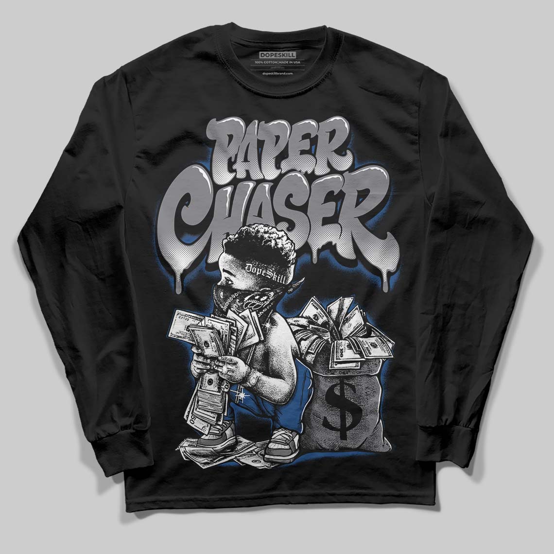 Flint Grey 9s DopeSkill Long Sleeve T-Shirt Paper Chaser Boy Graphic - Image 2