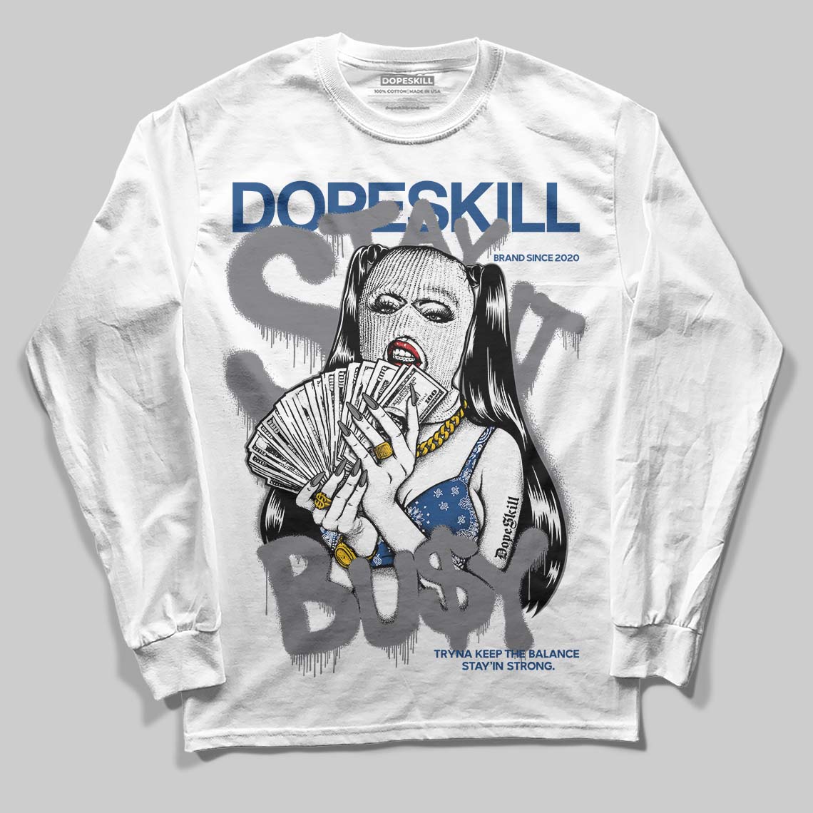 Flint Grey 9s DopeSkill Long Sleeve T-Shirt Stay It Busy Graphic