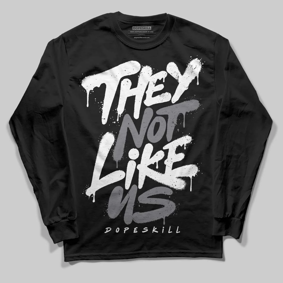 Flint Grey 9s DopeSkill Long Sleeve T-Shirt They Not Like Us Graphic - Image 2
