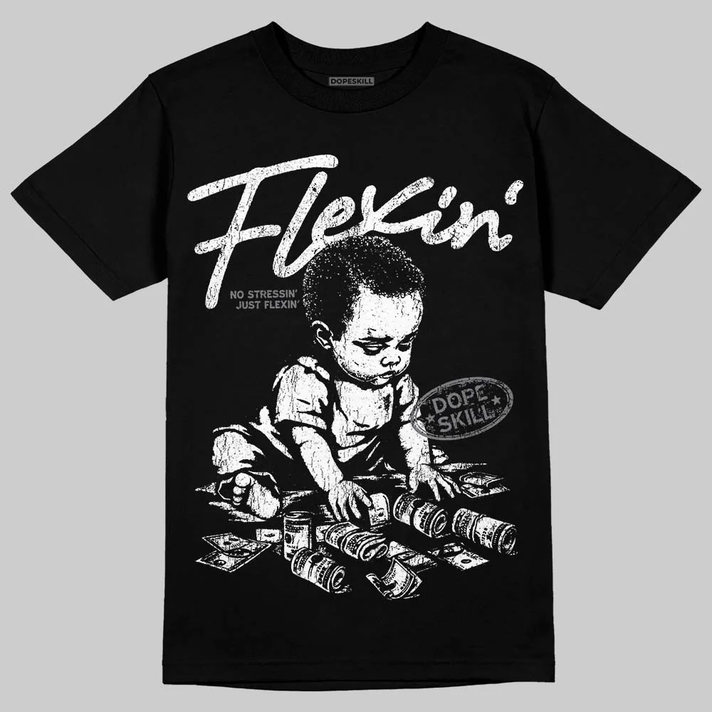 Flint Grey 9s DopeSkill T-Shirt Flexin' Graphic - Image 2