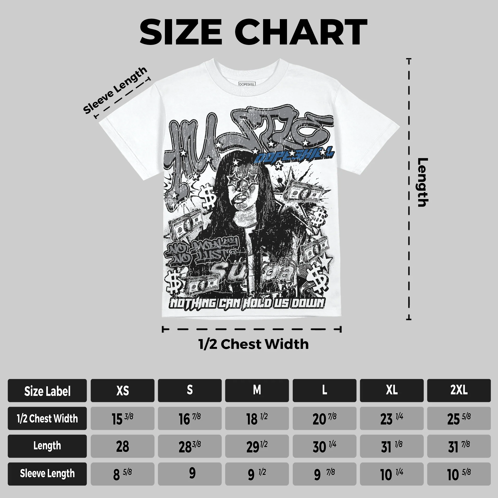 Flint Grey 9s Oversize Print 'No Money No Lust' DopeSkill Graphic T-shirt - Image 3