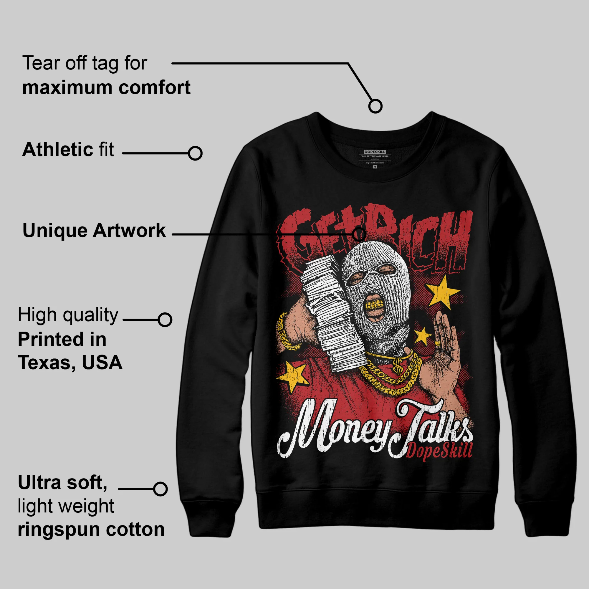 Flu Game 12s DopeSkill Sweatshirt Get Rich Graphic - Image 3