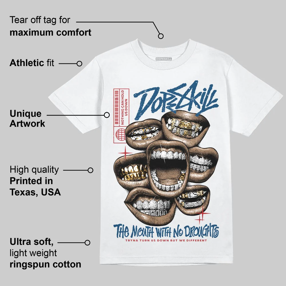 French Blue 12s DopeSkill T-Shirt The Mouth With No Droughts Graphic - Image 4