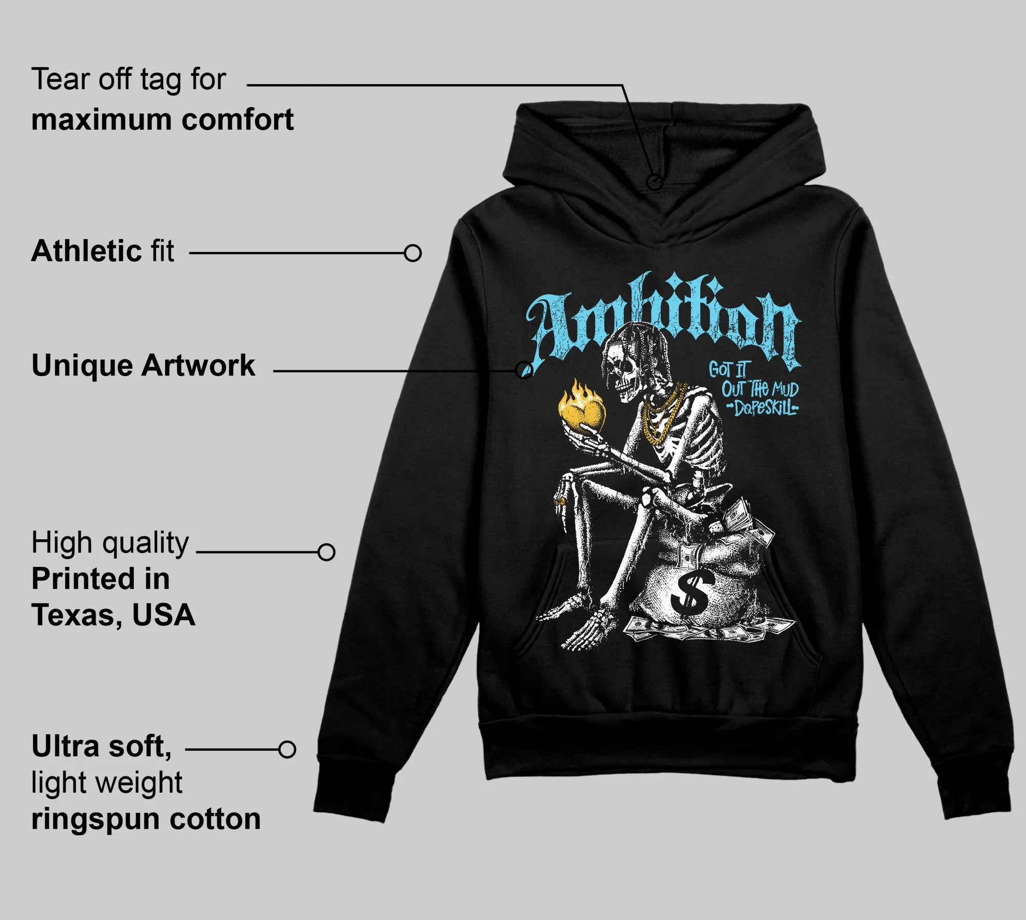 Gamma 11s DopeSkill Hoodie Sweatshirt Ambition Graphic - Image 5