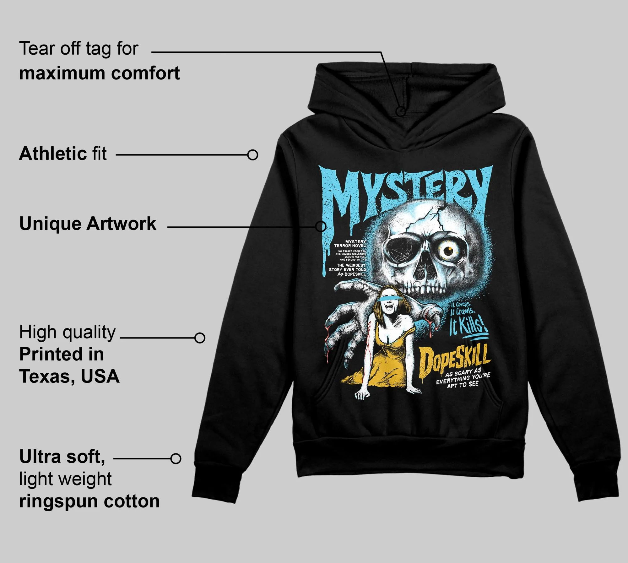 Gamma 11s DopeSkill Hoodie Sweatshirt Mystery Ghostly Grasp Graphic - Image 3
