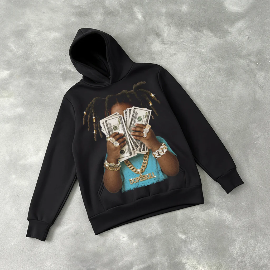 Gamma 11s DopeSkill Hoodie Sweatshirt Rich Youth Graphic - Image 3