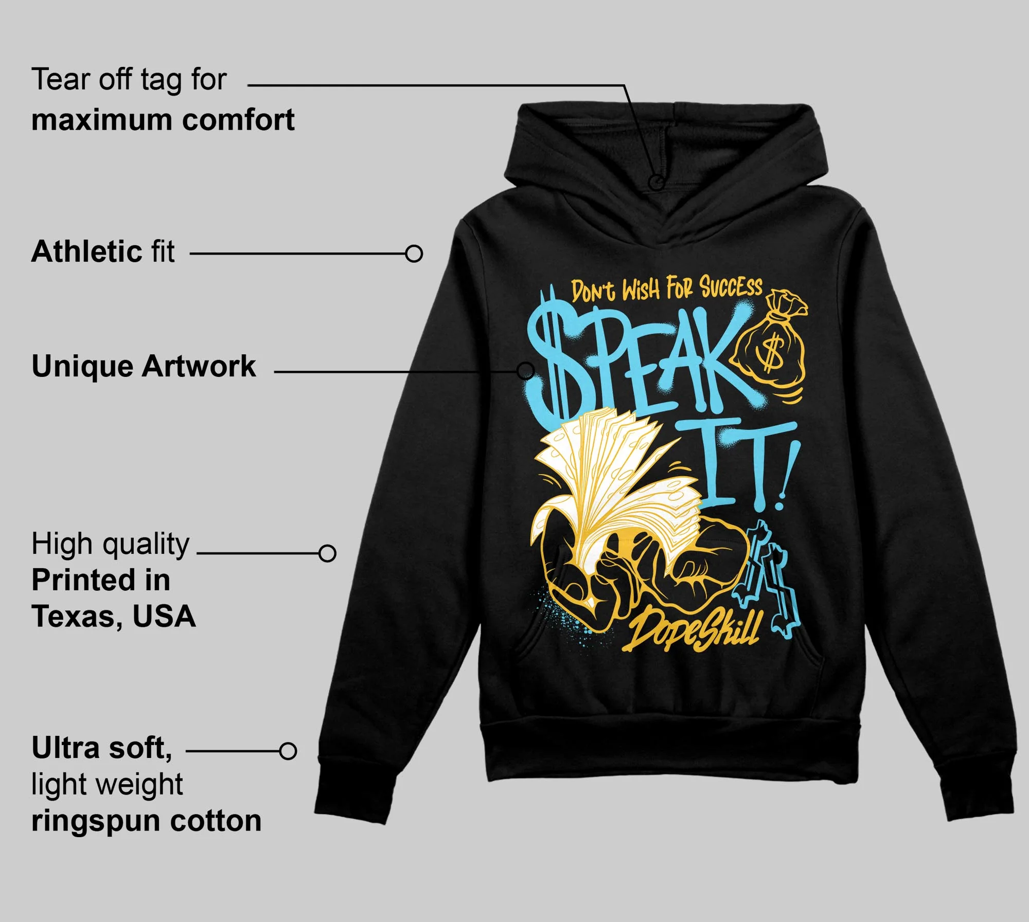 Gamma 11s DopeSkill Hoodie Sweatshirt Speak It Graphic - Image 3