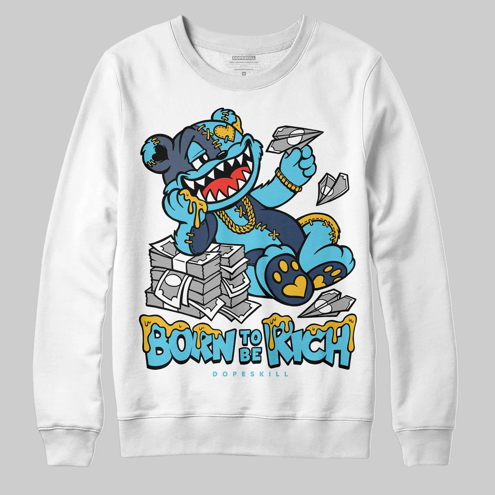 Gamma 11s DopeSkill Sweatshirt Born To Be Rich Graphic - Image 2