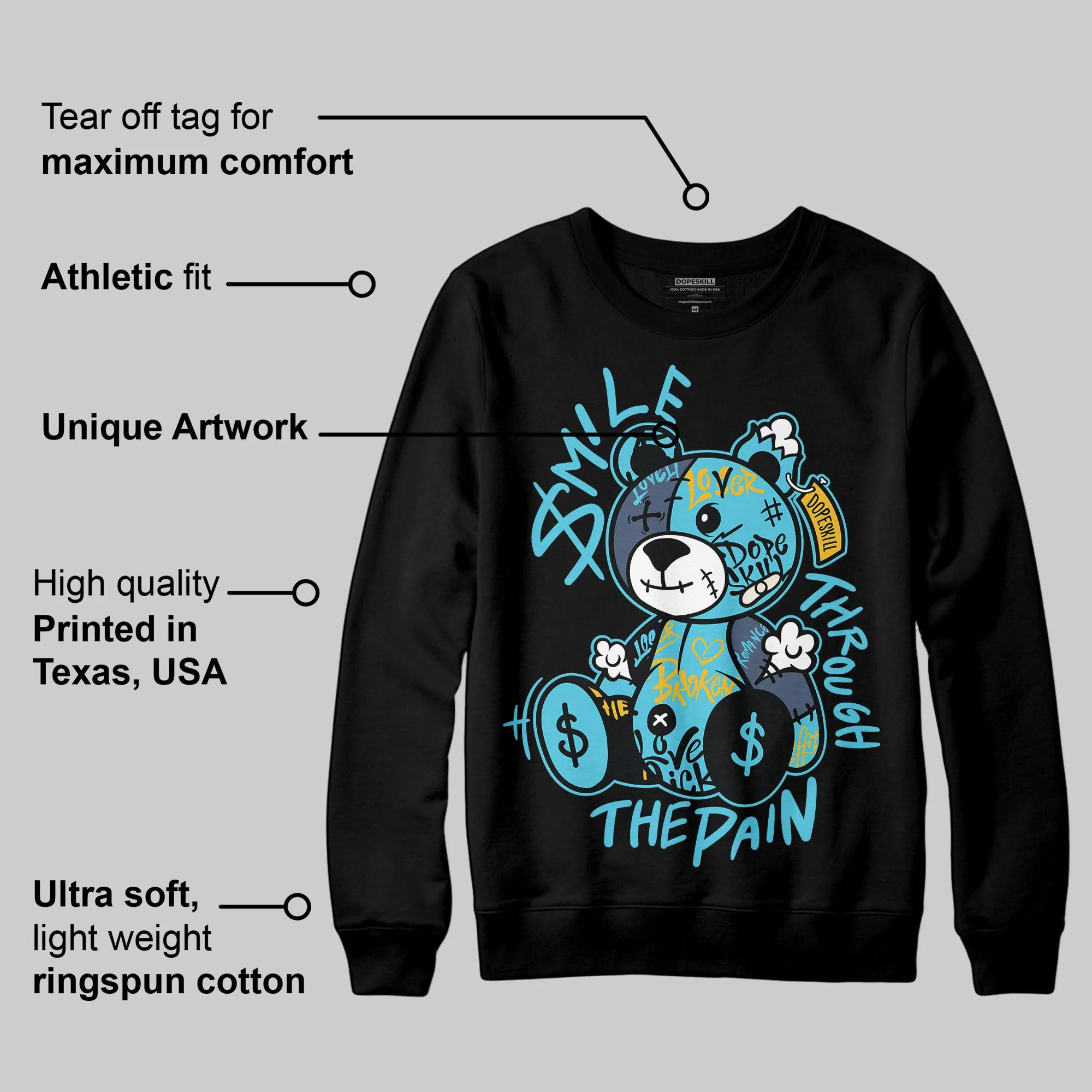 Gamma 11s DopeSkill Sweatshirt Smile Through The Pain Graphic - Image 5
