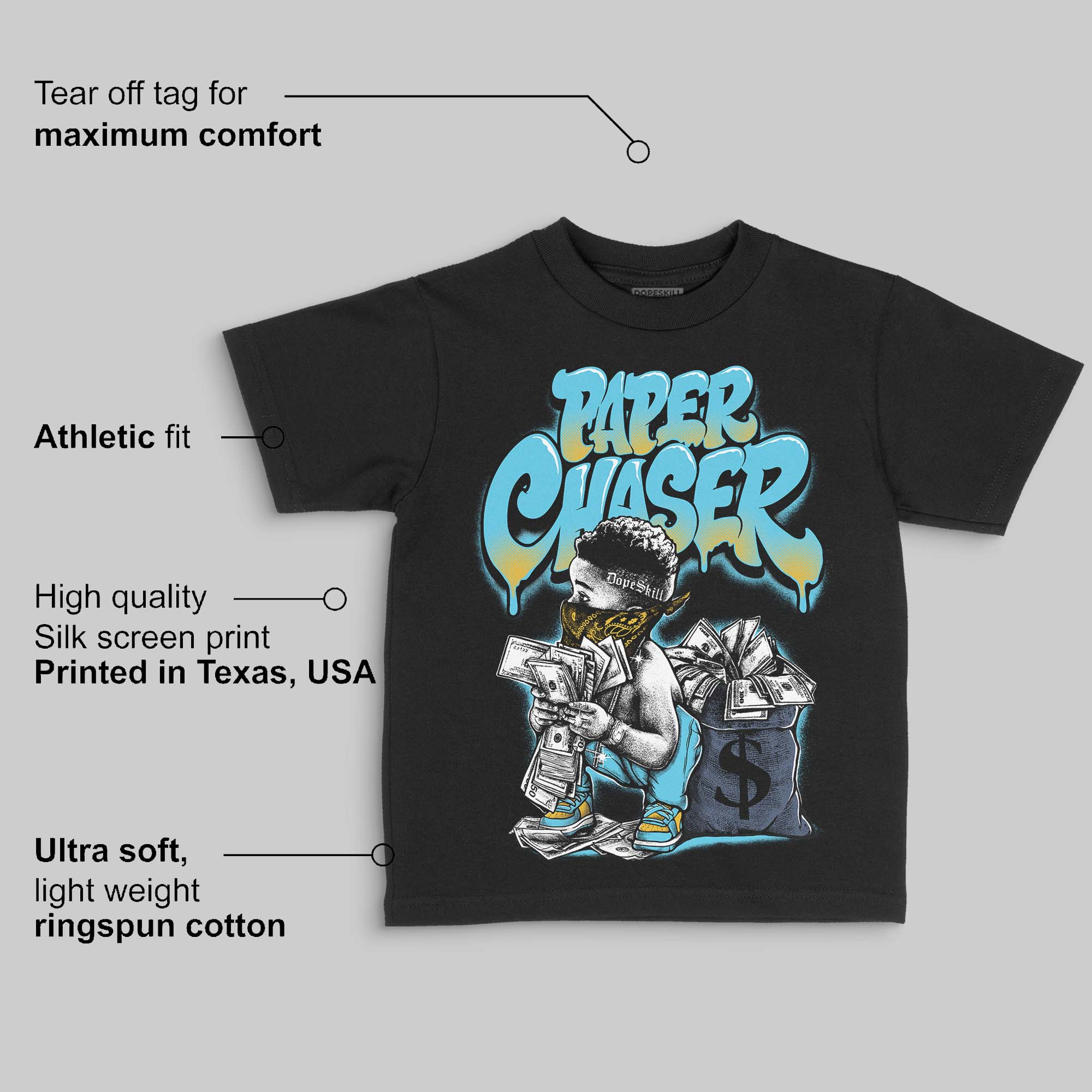 Gamma 11s DopeSkill Toddler Kids T-shirt Paper Chaser Boy Graphic - Image 3