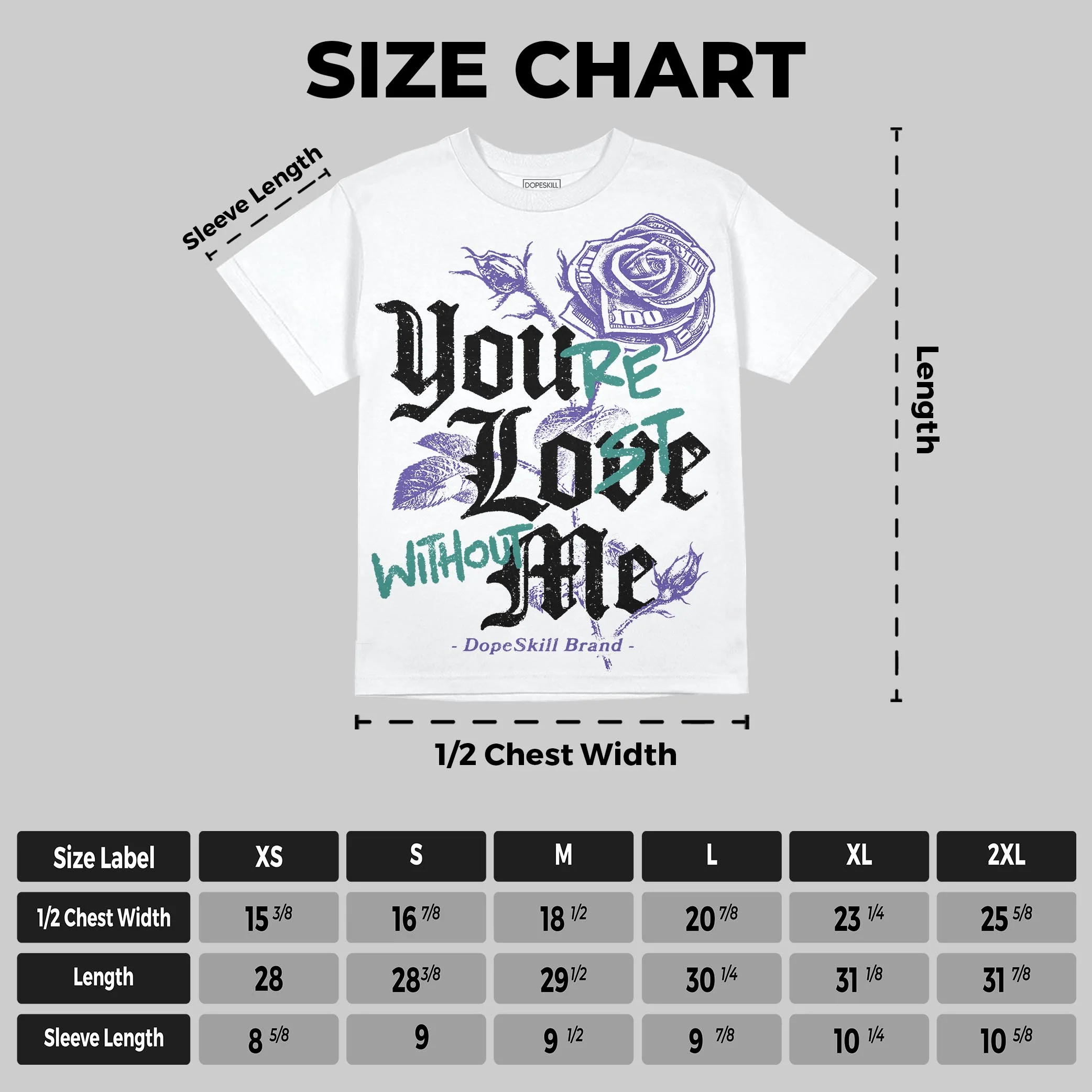 Grape 5s DopeSkill Oversize Print T-Shirt You’re Lost Without Me Graphic - Image 2