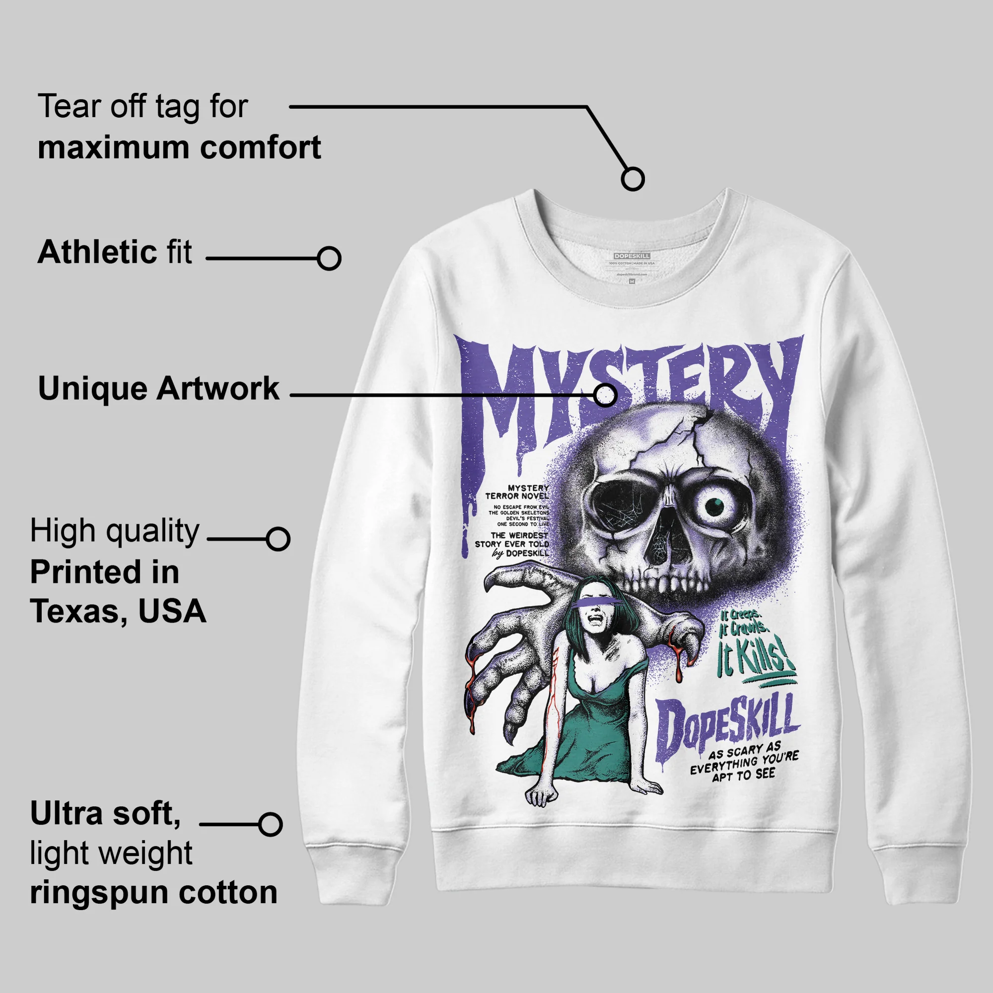 Grape 5s DopeSkill Sweatshirt Mystery Ghostly Grasp Graphic - Image 4