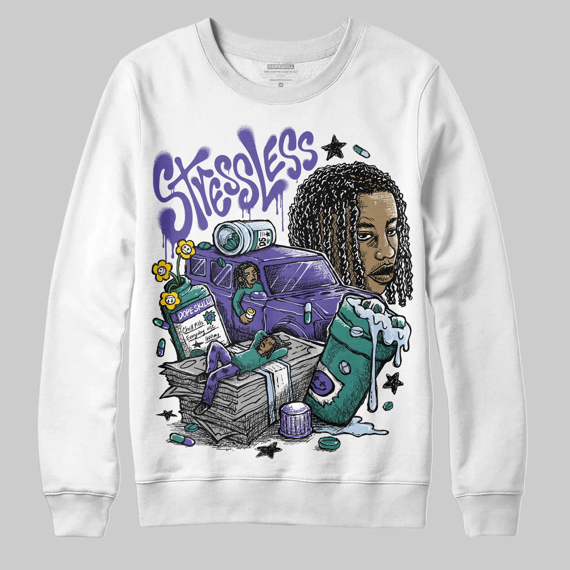Grape 5s DopeSkill Sweatshirt Stressless Graphic