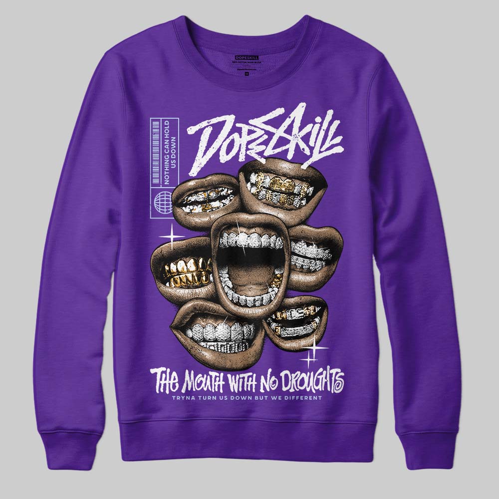 Grape 5s DopeSkill Sweatshirt The Mouth With No Droughts Graphic - Image 3