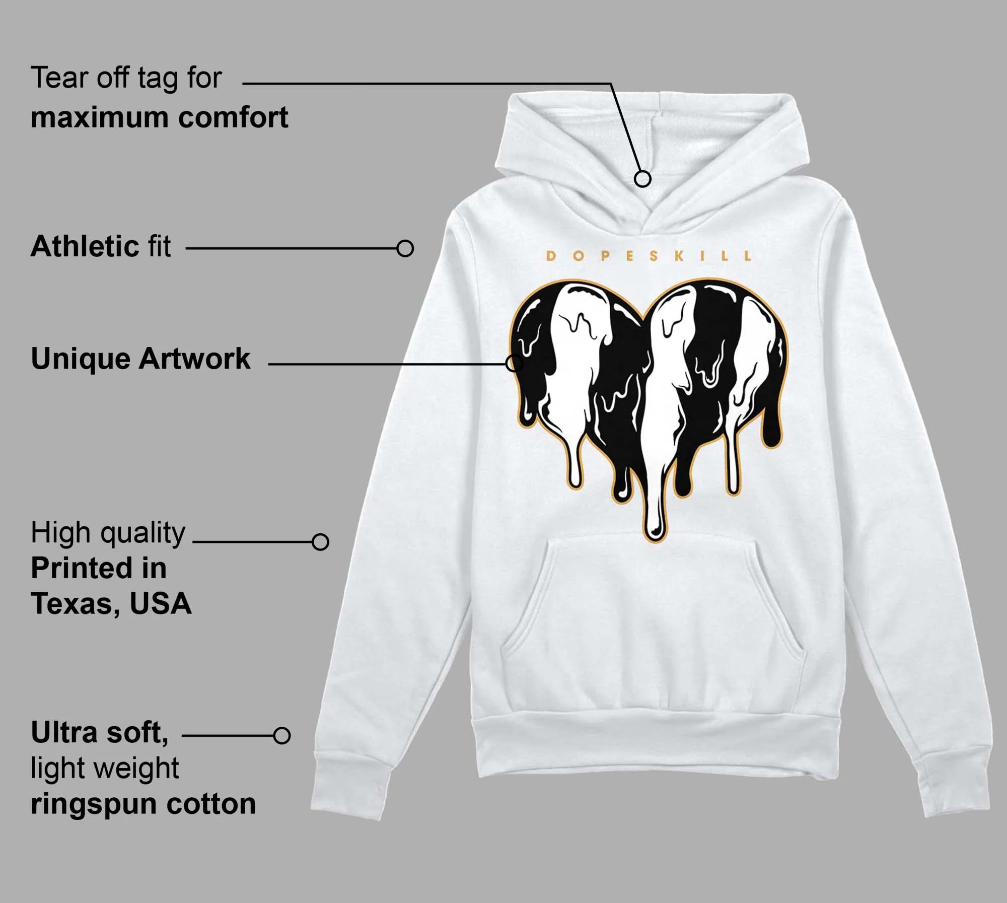 Gratitude 11s DopeSkill Hoodie Sweatshirt Slime Drip Heart Graphic - Image 3