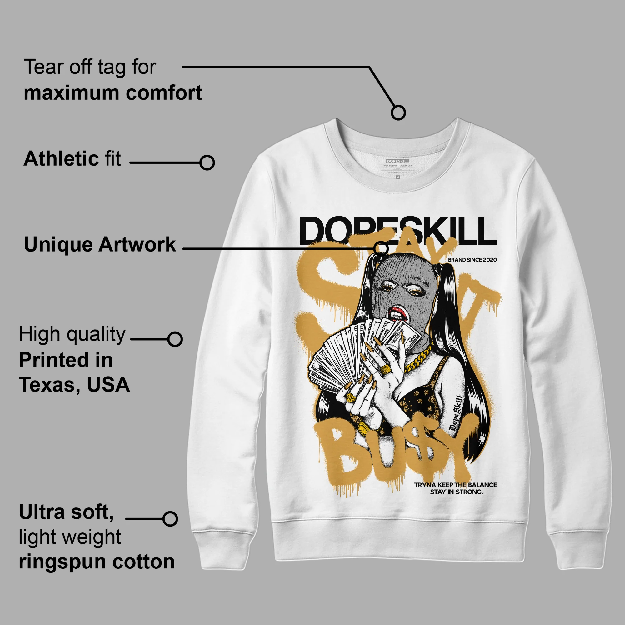 Gratitude 11s DopeSkill Sweatshirt Stay It Busy Graphic - Image 3
