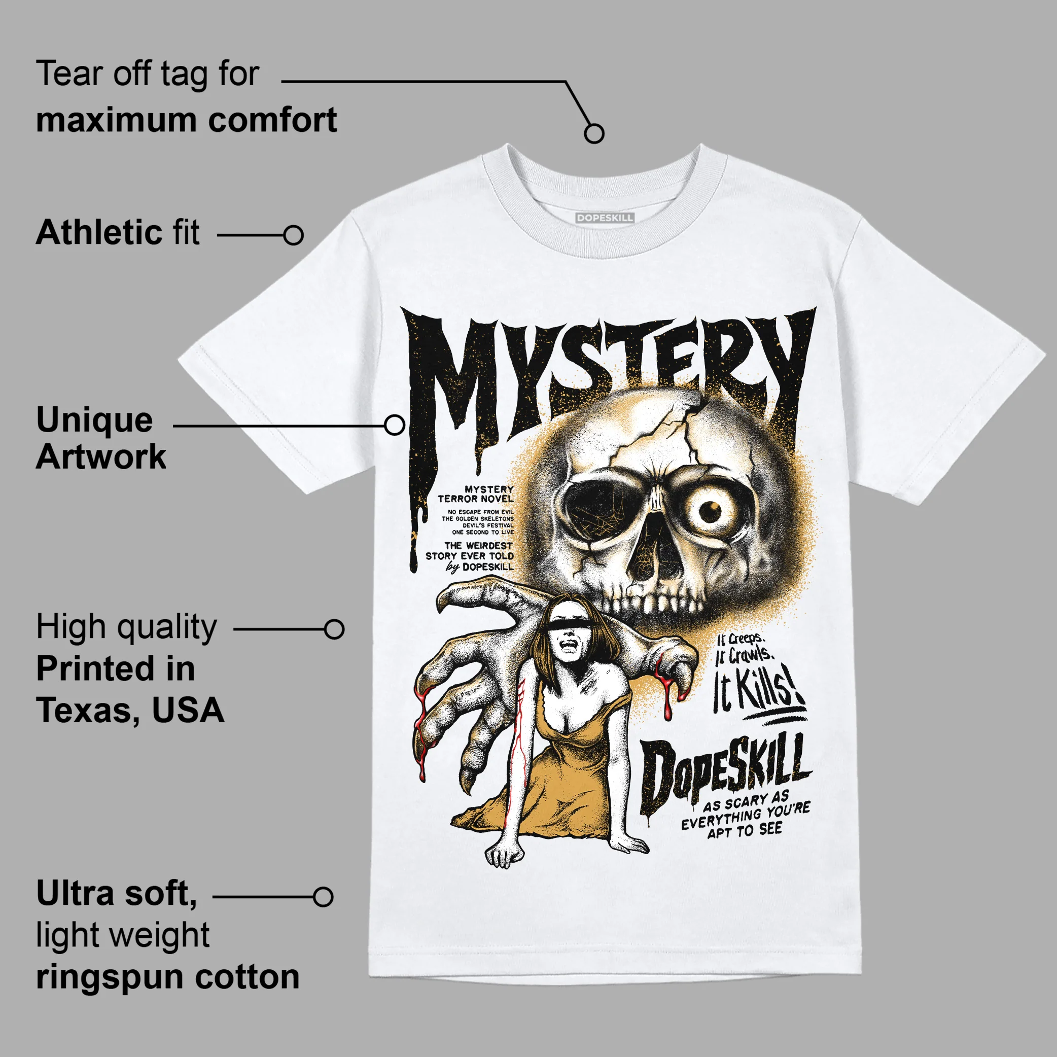 Gratitude 11s DopeSkill T-Shirt Mystery Ghostly Grasp Graphic - Image 3