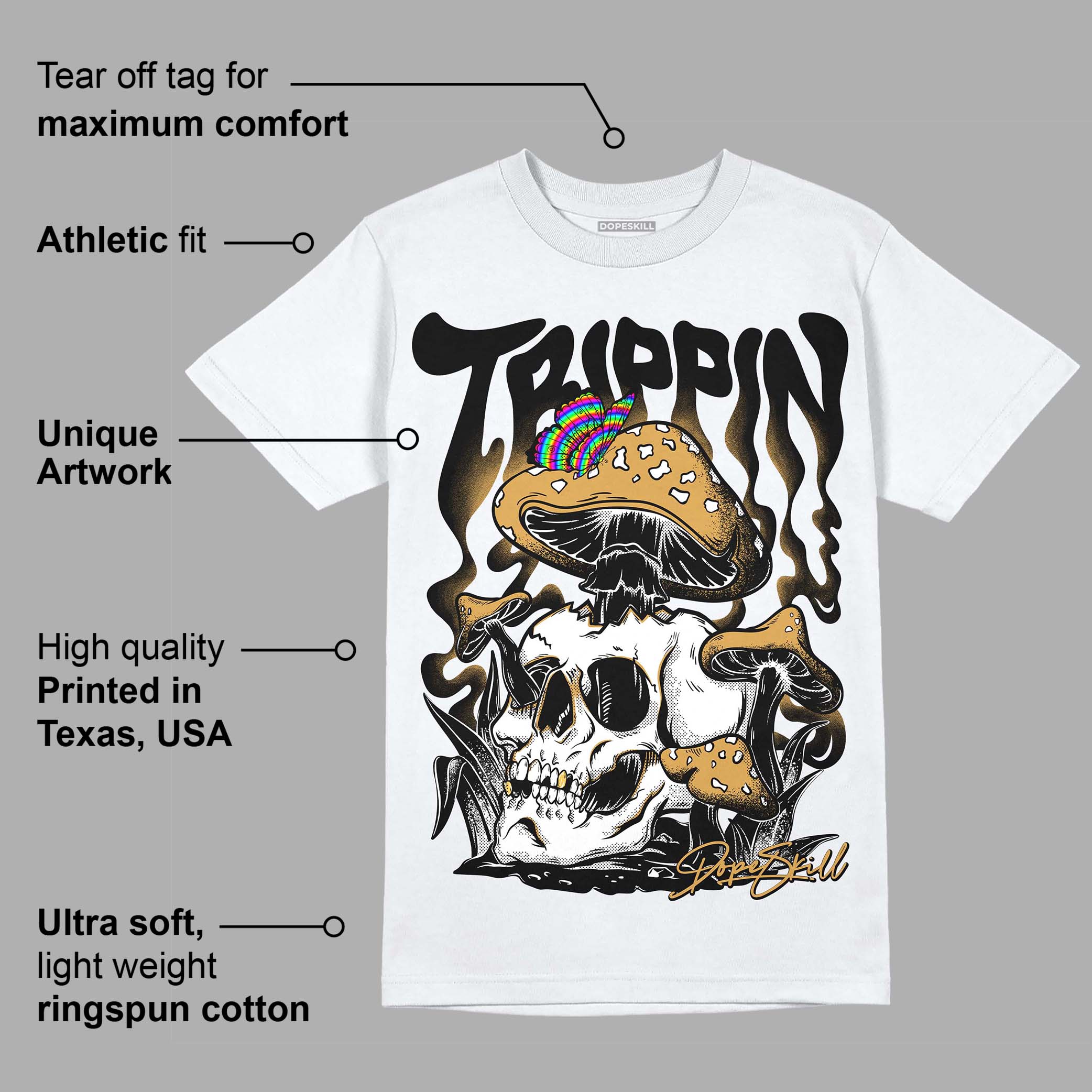 Gratitude 11s DopeSkill T-Shirt Trippin Graphic - Image 3