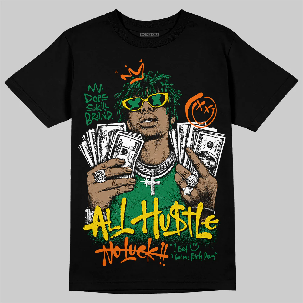 Green 'All Hustle No Luck' DopeSkill Graphic T-Shirt - Image 2