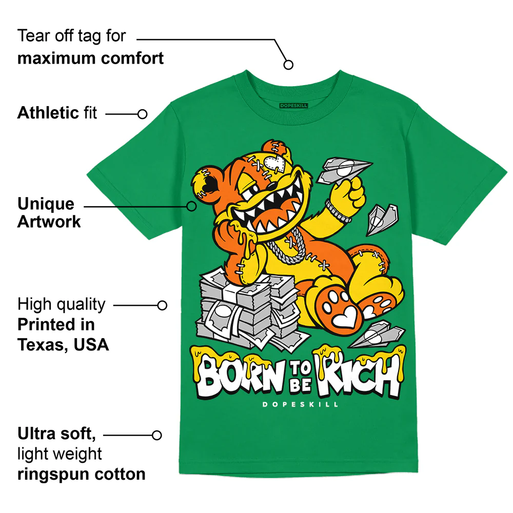 Green Collection DopeSkill Green T-shirt Born To Be Rich Graphic - Image 2