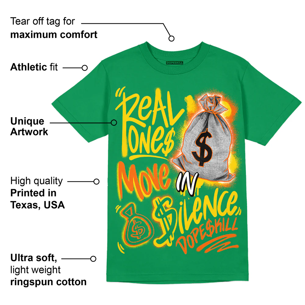 Green Collection DopeSkill Green T-shirt Real Ones Move In Silence Graphic - Image 2