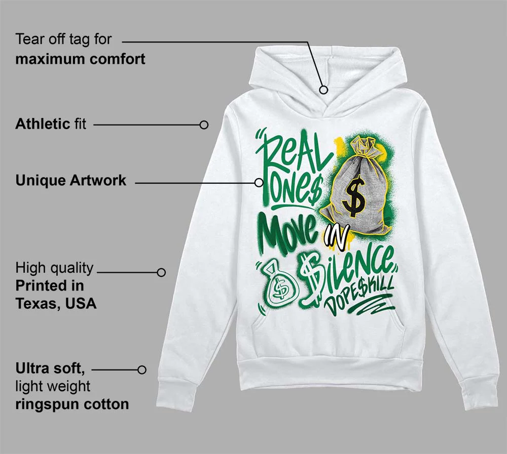 Green Collection DopeSkill Hoodie Sweatshirt Real Ones Move In Silence Graphic - Image 3