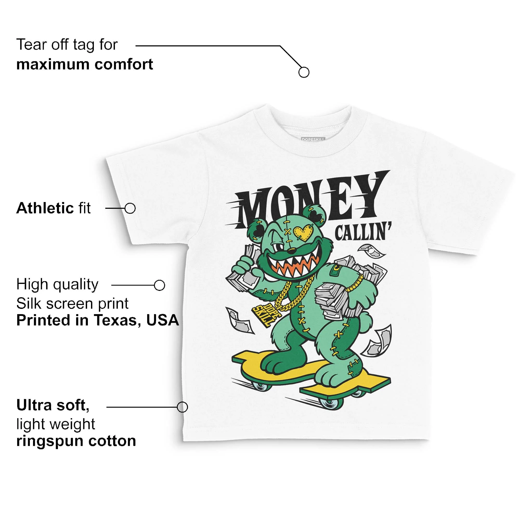 Green Collection DopeSkill Toddler Kids T-shirt Money Callin' Graphic - Image 3