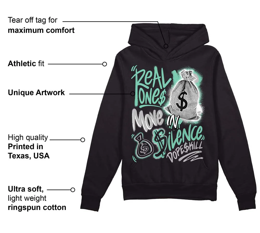 Green Glow 3s DopeSkill Hoodie Sweatshirt Real Ones Move In Silence Graphic - Image 3