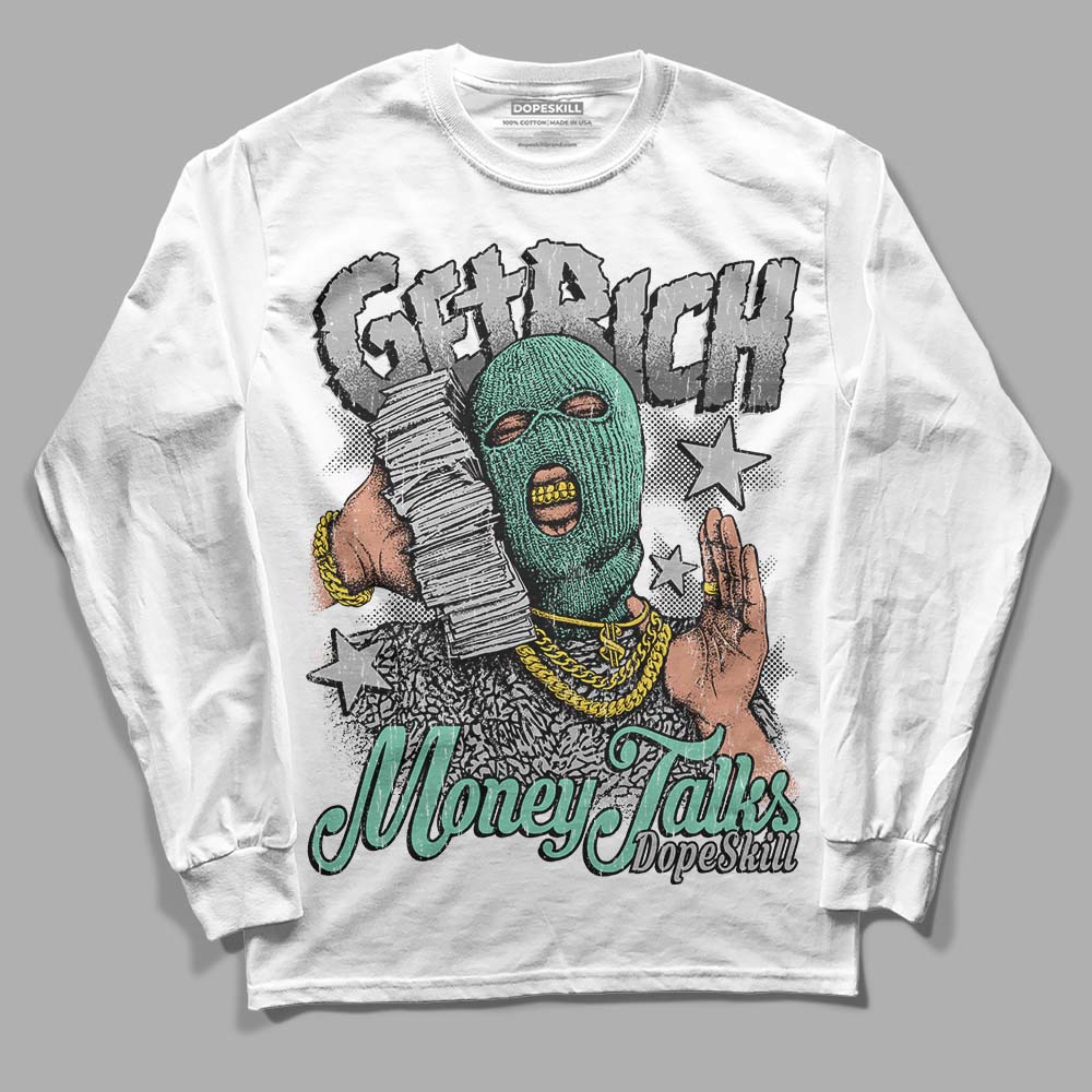Green Glow 3s DopeSkill Long Sleeve T-Shirt Get Rich Graphic - Image 2