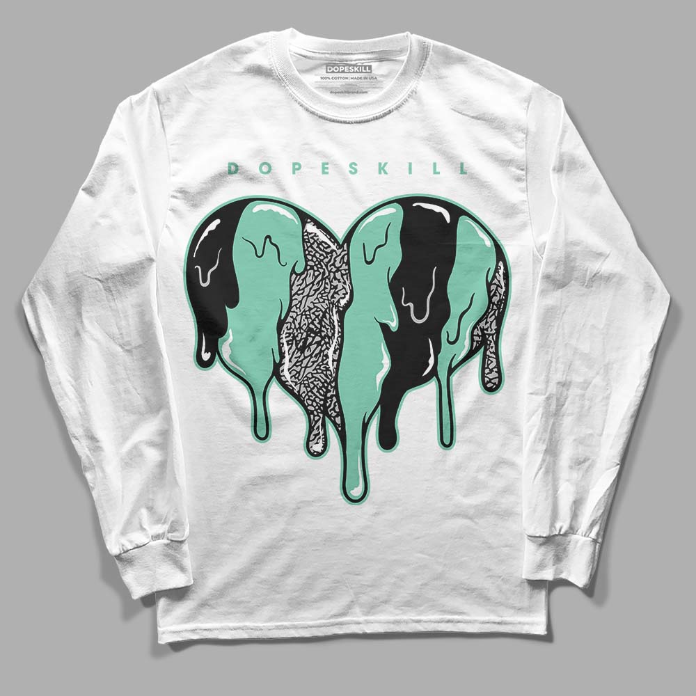 Green Glow 3s DopeSkill Long Sleeve T-Shirt Slime Drip Heart Graphic - Image 2
