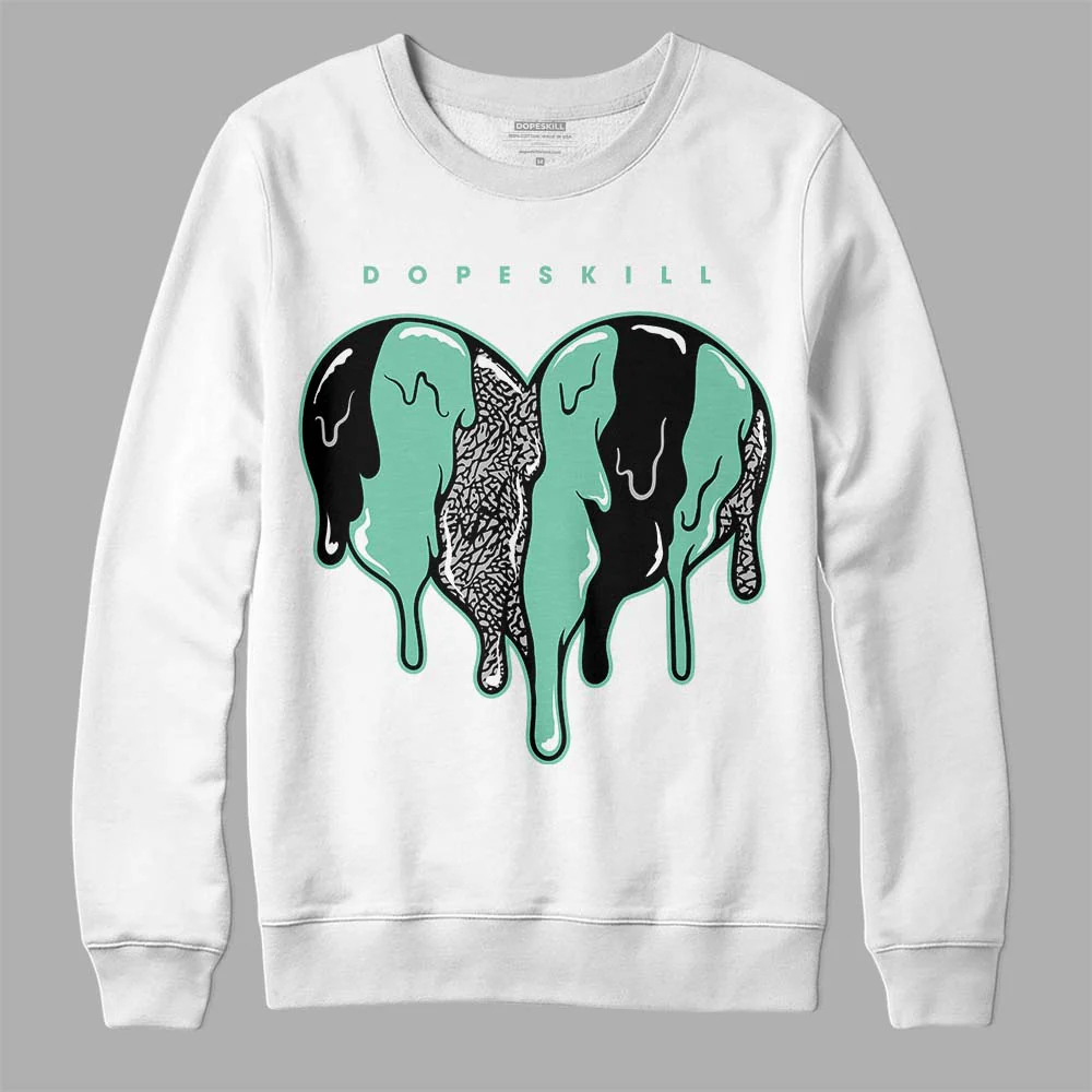 Green Glow 3s DopeSkill Sweatshirt Slime Drip Heart Graphic - Image 2